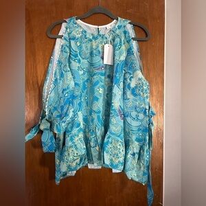 Nwt Women's Open Sleeve Pullover Peplum Shirt